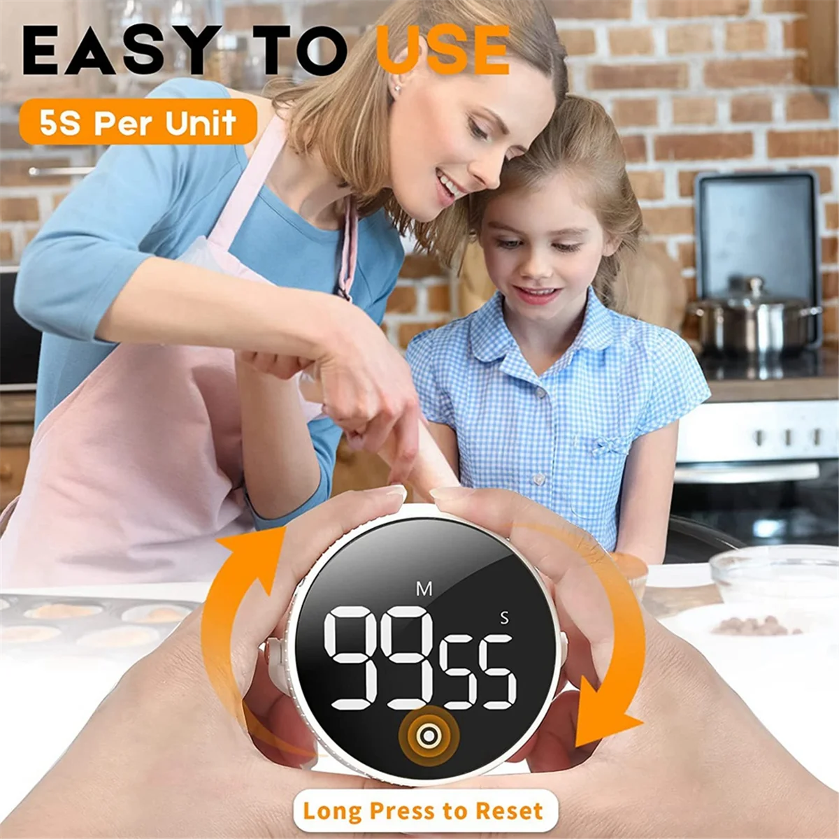 Kitchen , LED Digital , Manual Countdown , Alarm Clock, Magnetic Rotating Timer